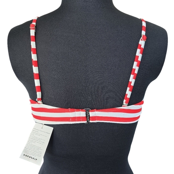 COCOSHIP Red and White Striped Bikini Top Size 6 - Picture 4 of 5